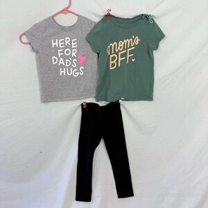 Cat & Jack 2 T-Shirts (4T) and Cat & Black Black Stretch Pants (3T)